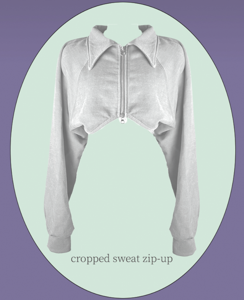 cropped sweat zip-up