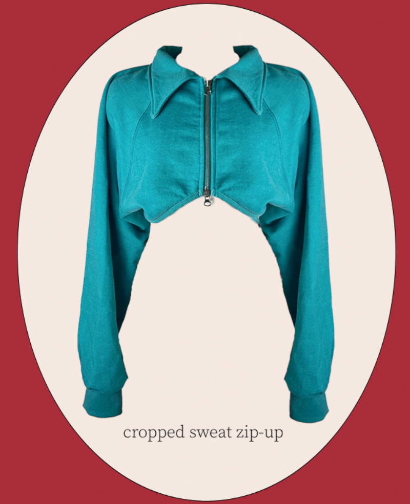 cropped sweat zip-up_